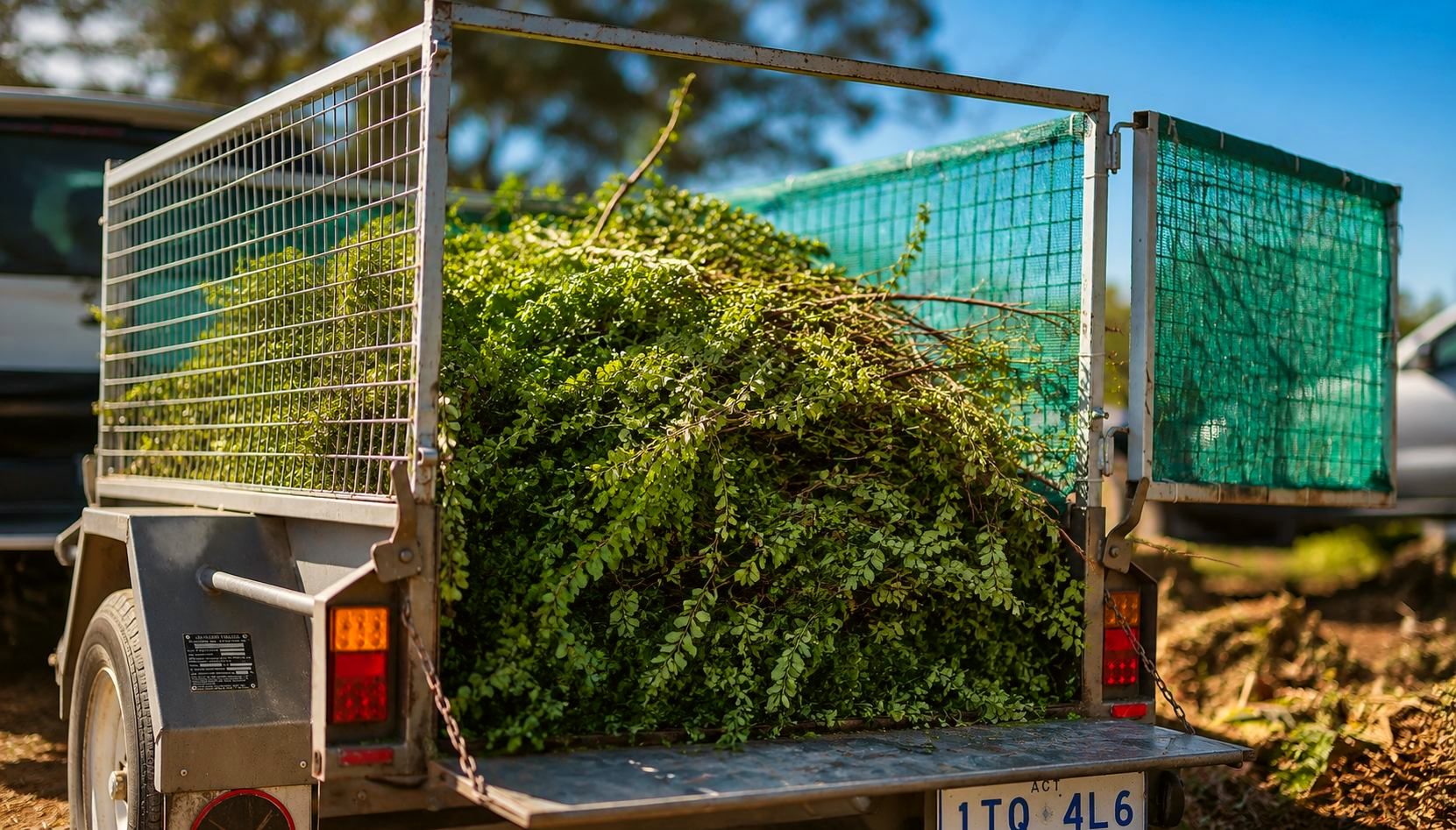 Trailer loaded with green waste